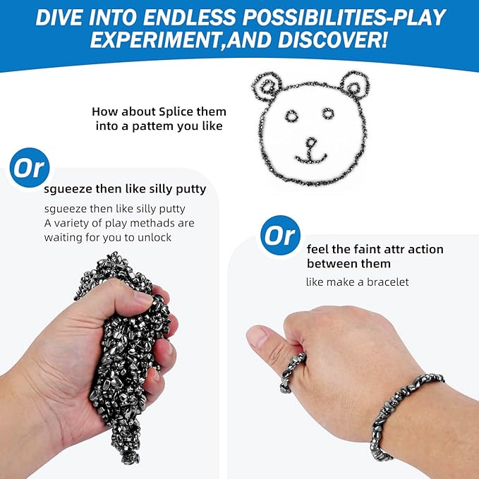 1100pcs Desk Fidget Toys for Adults, Stress & Anxiety Relief, Sensory Fidget Toys for Office, ADHD, Autism,Ideal Gift (1100Pcs Black)