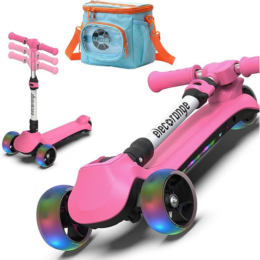 Elecorange Balance Electric Scooter for Kids Ages 2-9, 2025 Upgraded, Long Range, Friendly Thumb Throttle, Solid Wide Light Up Deck & Wheels, Adjustable Height, 5Mph Safe Limit, 60min Riding, Foldable