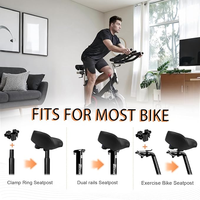 BUCKLOS New Noseless Bike Seat for Comfort Men&Women Extra Wide Bicycle Seat Cushion Oversized Comfortabele Foam Padded Bike Saddle for Peloton Exercise Bike Ebike Cruiser Bikes