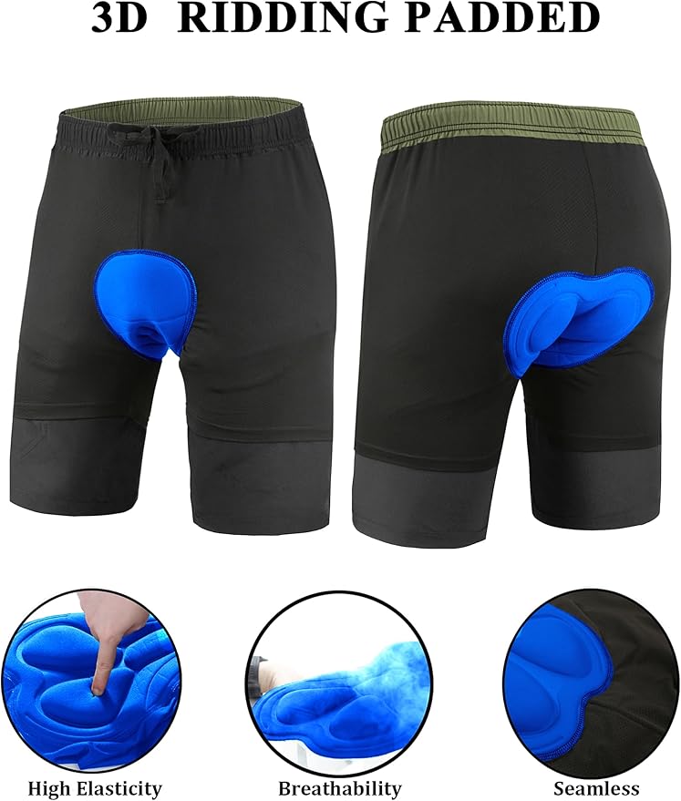 Men's Mountain Bike Shorts 3D Padded Baggy Bicycle Riding Cycling Shorts Quick Dry Lightweight Biking Shorts