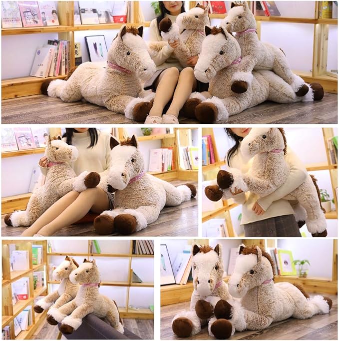 Large Horse Stuffed Animal Plush Toy,Giant Pony Unicorn Plush Doll Gifts for Kids,Valentines,Christmas 35.4"