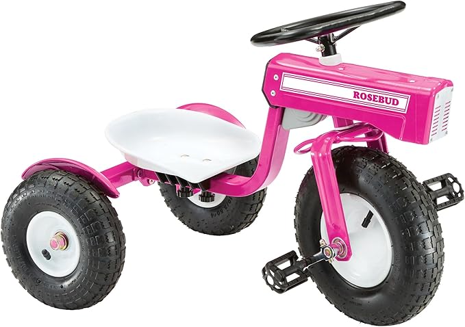 Tricam Kids 22 Inch Steel Ride On Tractor Tricycle, Toddler Bike for Ages 2-5, Pink