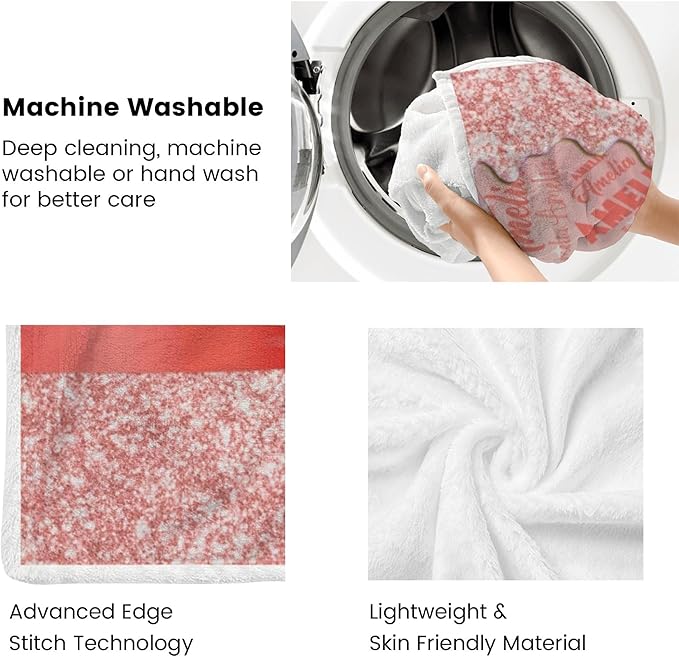 Custom Girl Blanket with Name Personalized Cute Ribbon Bow Blanket for Newborn Customized Soft Flannel Throw Blanket Memorial Gift for Toddler on Birthday Baby Shower Christmas