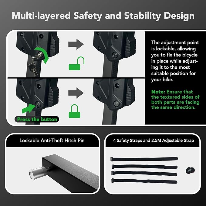 2-Bike Rack Hitch Mount, Fits E-Bikes, Fat Tires up to 5", 160lbs Tilting Hitch Mount Platform Rack for Cars SUVs Trucks -2" Receiver