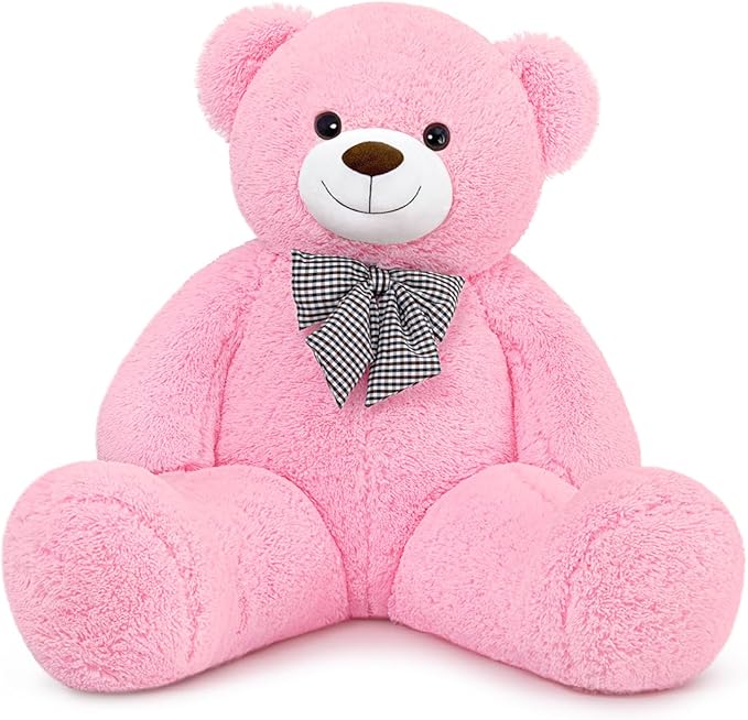 Giant Pink Teddy Bear 55" Stuffed Animals Plush Toy, Cute Life Size Big Soft Bear for Boy Girl Birthday Valentine Mother's Day, 140 CM, 7 LBs