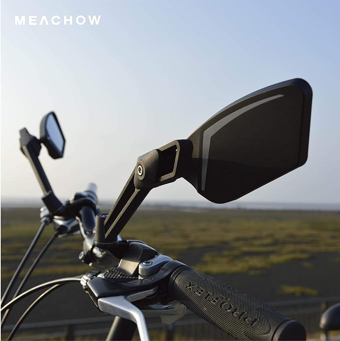MEACHOW New Scratch Resistant Glass Lens,Handlebar Bike Mirror, Adjustable Safe Rearview Mirror, Bicycle Mirror,ME-003