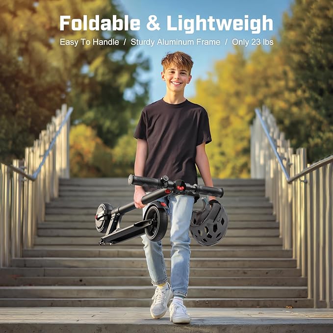 Caroma Electric Scooter for Kids Ages 6-14, 250W/180W/150W Motor & 15 Mph, 85 Mins Ride Time, Adjustable Height & Speed, LED Display, Kids Electric Scooter, Best Gifts for Boys & Girls