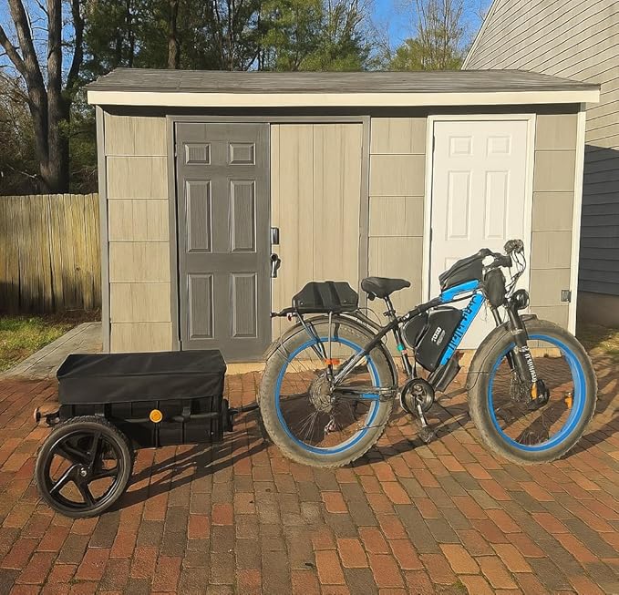 Xspec 2-in-1 Bike Cargo Trailer Pushcart, Bicycle Trailer with Removable Box and Waterproof Cover, Black, Pushcart Stroller with Tow Hitch and Removable Handlebar