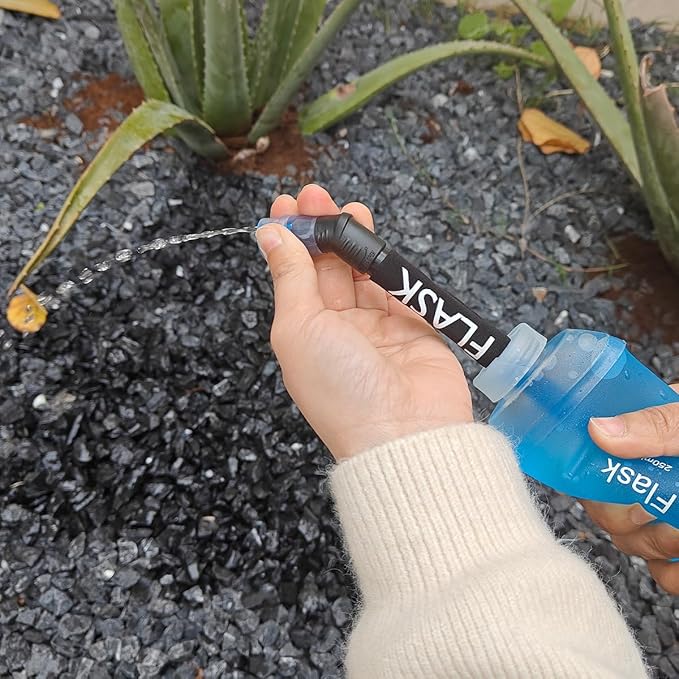 WILDREEDS Replacement Straw for Soft Flask Running Water Bottles for Hiking Cycling (Black)