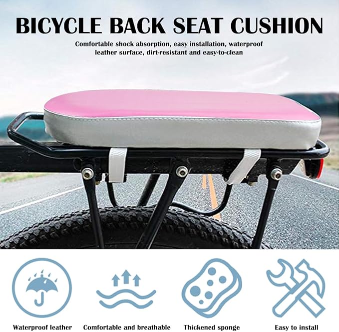 Bicycle Rear Seat Cushion Universal Rear Seat with Buckle Soft and Lengthened and Thickened Rear Seat for Kids