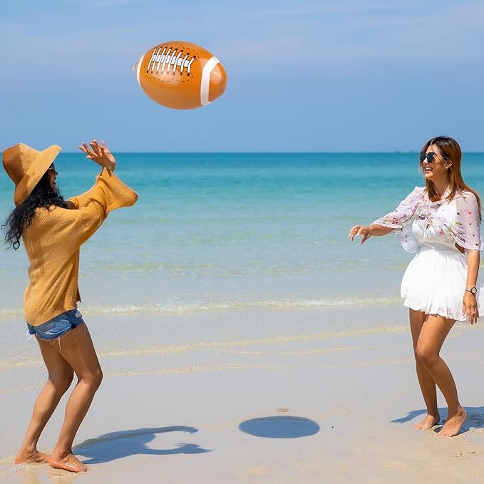 durony 12 Pieces Inflatable Football Beach Balls 11 Inch Blow Up Football Bouncing Sports Ball Bouncy Toy Favors for Sports Games, Birthday, Summer Pool Beach Party Decorations