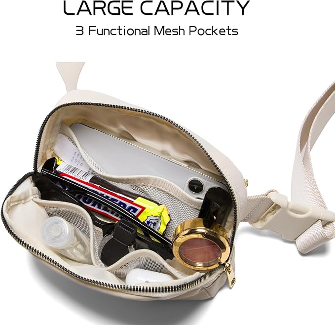 Gitus Belt Bag Fanny Pack Crossbody Bags with Initial Letter Patch Cute Stuff Birthday Gifts for Teenager Girls Trendy Preppy Stuff for Teen Girls(Beige-D)