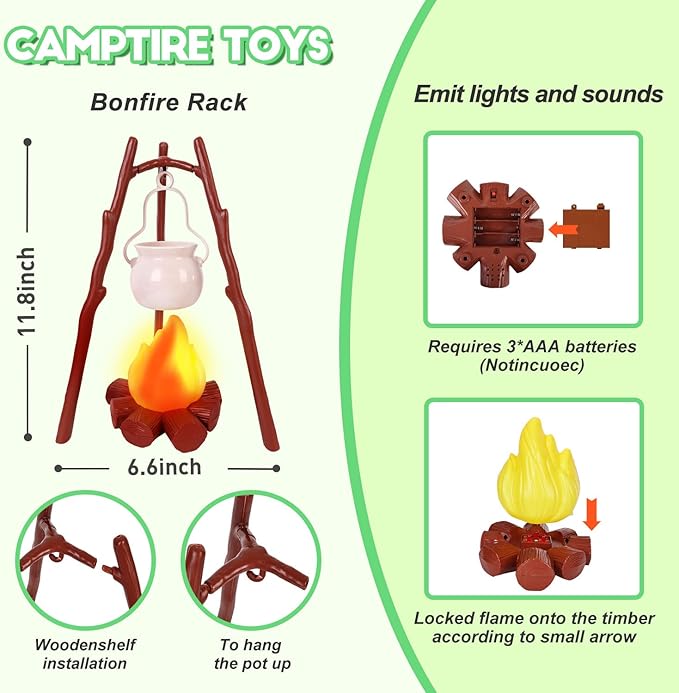 Kids Camping Set with Play Tent,Campfire,Lantern,Indoor Outdoor Camping Set with Pop up Play Tent,Camping Toys Play Set for Kids 3 4 5 Year Old,Toddler Toys