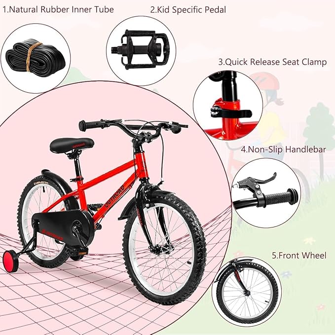 14/16/18 Inch Folding Kids Bike with Training Wheels, Gifts for Boy&Girl Age 3-9 yrs, Toddler Bike with Dual Brakes for Beginners, Multi-Color