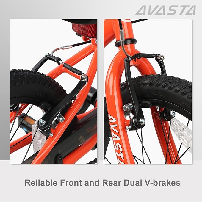 AVASTA Bilbo 18 20 Inch Kids Bike for Boys Girls 5-10 Years Old, Retro Style High Carbon Steel Bicycle with Adjustable Handlebars and Seat, Dual V-Brakes, Kickstand, Multiple Colors