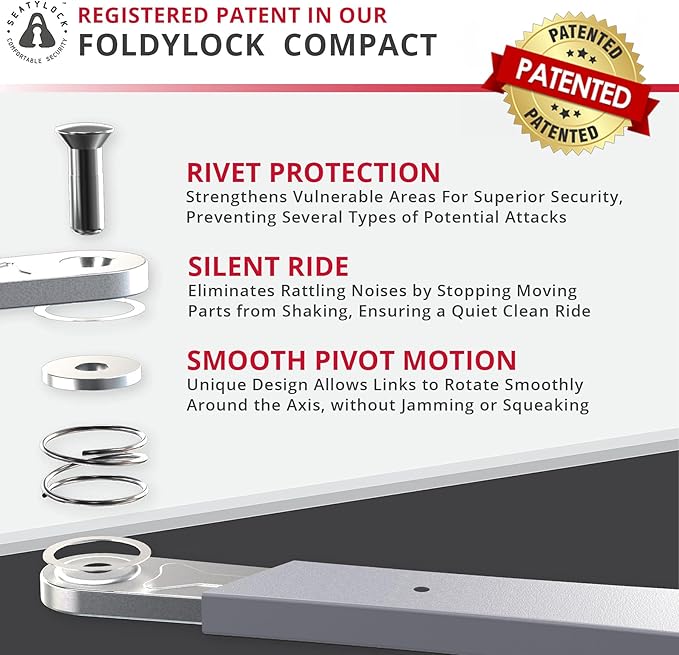 Seatylock FoldyLock Compact Folding Bike Lock - Award Winning Patented Lightweight High Security Bicycle Lock - Heavy Duty Anti Theft Smart Secure Guard with Keys & Case for Bikes or Scooters