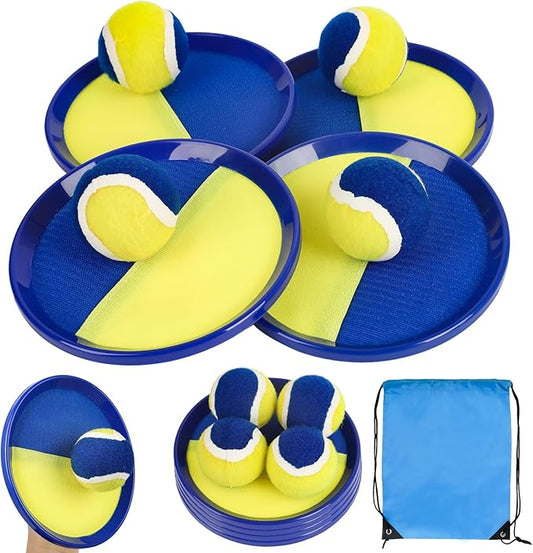 Ball Catch Paddle Set Games - Upgraded Version Beach Toys Pool Backyard Camping,Outdoor Game,Toss Catch for Ages 3 4 5 6 7 8-12,Kids Family Games Gifts (4 Rackets 4Balls)