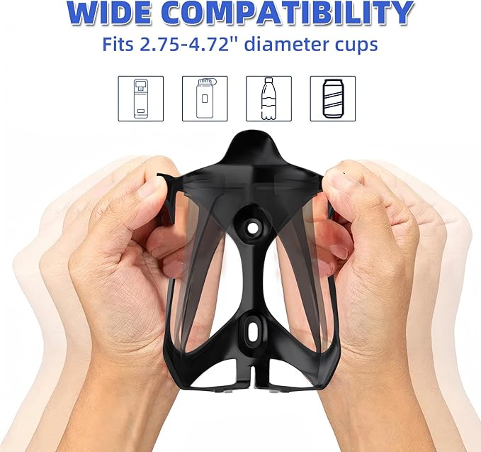 CITOOTY Bike Water Bottle Holder - 2 Pcs Ultralight Bicycle Cup Holder Cage with Screws Tool, Universal Resin Cycling Bottle Rack Brackets for Road MTB Mountain Bike, Fits for 2.75-3.94" Diameter Cup