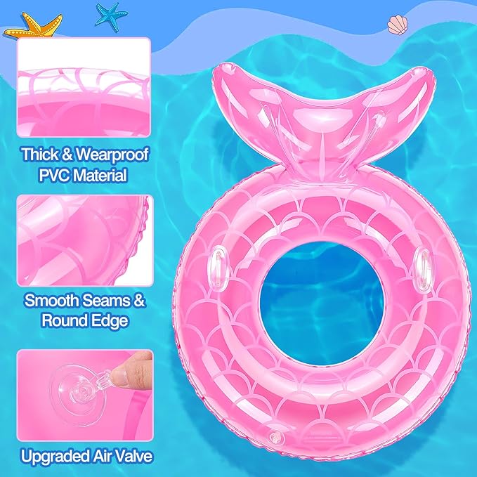 MoKo Inflatable Swimming Ring, Cute Pool Float Tube Decorations Swim Tubes Outdoor Pool Beach Water Floats Party Supplies Floaties