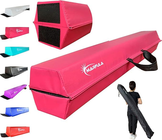 Balance Beam - Folding Floor Gymnastics Equipment for Kids, Non Slip Base - 6 FT to 10 FT for Home Gym Use