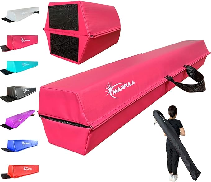 Balance Beam - Folding Floor Gymnastics Equipment for Kids, Non Slip Base - 6 FT to 10 FT for Home Gym Use