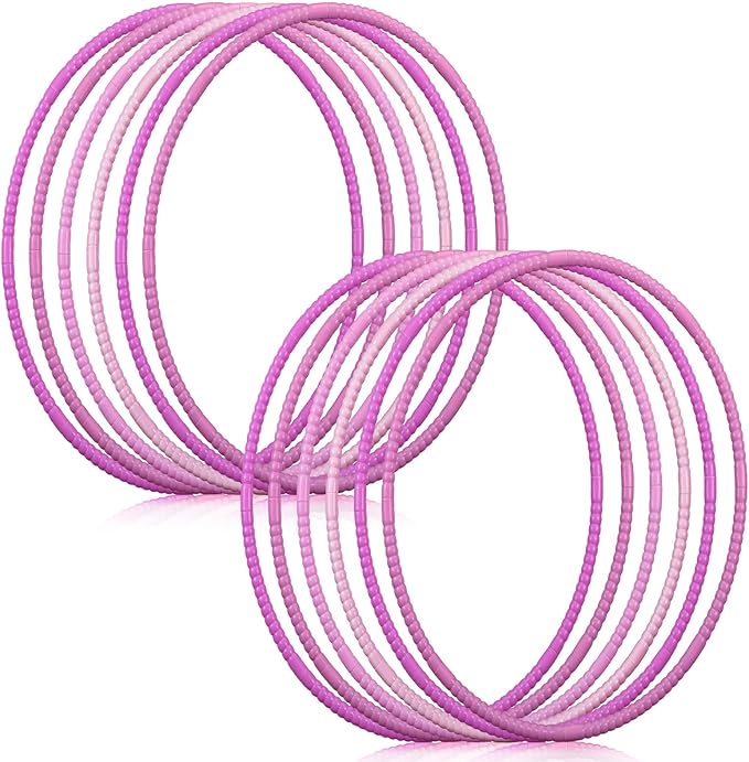 Sratte 12 Pcs Toy Hoop for Kid Detachable Adjustable Toy Hoop Colored Exercise Ring Plastic Circle for Kid Teen Gymnastics Equipment Require Self Assembly(28 Inch,Pink Series)