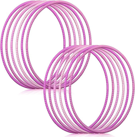 Sratte 12 Pcs Toy Hoop for Kid Detachable Adjustable Toy Hoop Colored Exercise Ring Plastic Circle for Kid Teen Gymnastics Equipment Require Self Assembly(28 Inch,Pink Series)