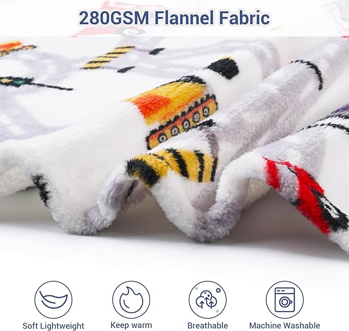 Viviland Kids Truck Print Blanket, Soft Warm Lightweight Plush Fleece Throw for Sofa, Chair, Couch, Bed - 50" x 60"