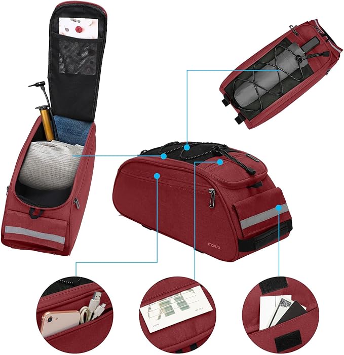 MOSISO Bike Rack Bag, Waterproof Bicycle Trunk Pannier Rear Seat Pouch Cycling Bike Carrier Backseat Storage Luggage Saddle Shoulder Bag
