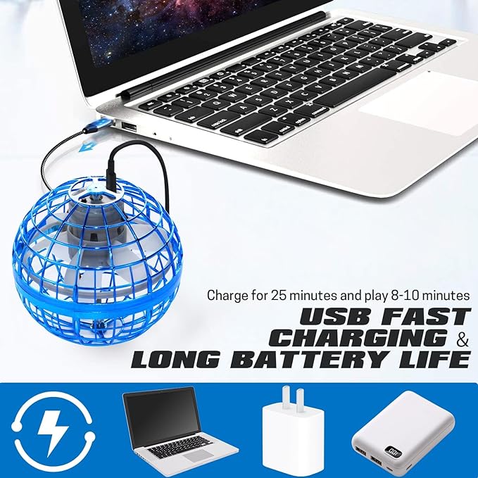 2025 Flying Orb Ball for Kids, Magical Galaxy Hover Cosmic Space Boomerang Rotating Floating Mini Hand Drone Stocking Stuffer Xmas Toys for Girls Boys Teen Age 6 7 8 9 10+ Blue