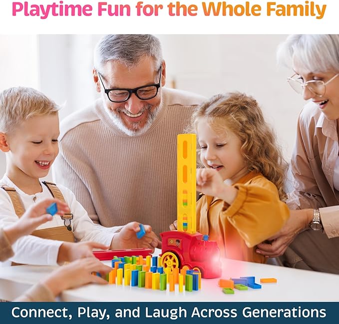 Atlasonix Domino Train for Kids - Dominos for Kids - Train Toys for Toddlers 3-5, Automatic Domino Laying Toy Set (300, 220,160 Blocks) with Colorful Dominos - Montessori STEM Toy