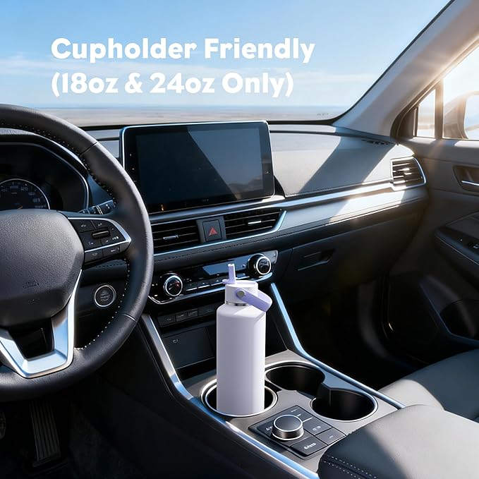 POWCAN 18 oz Slim Insulated Water Bottle: Leakproof, Lightweight, Cold for 24 Hrs, Double Walled Stainless Steel Water Bottle with Straw for Outdoors, Travel, Hiking, Biking, Sport (Lupine Haze)