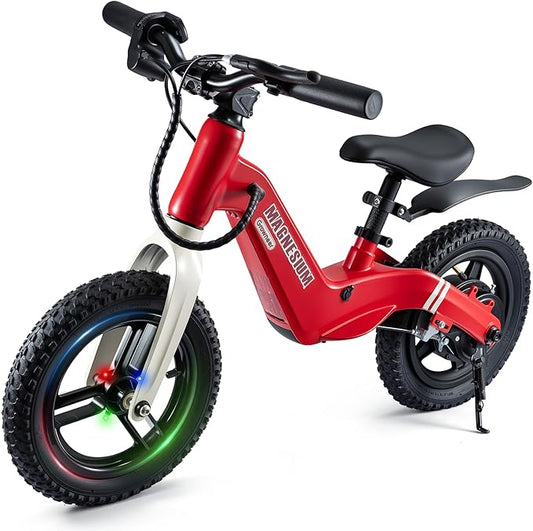 GROWNEER Electric Balance Bike for Kids,12&14-Inch Tires,Ages 3–8,Lightweight Magnesium Alloy Frame,3 Speed Settings Light-up Front Tire & Adjustable Seat, Electric Bike for Kids