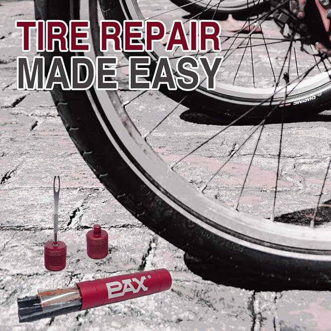 PAX Red Mountain Bike Tubeless Tire Repair Kit, Plus 4mm Hex Key for Emergency Bicycle Repair Kit, Fix Road Bicycle Tire Punctures