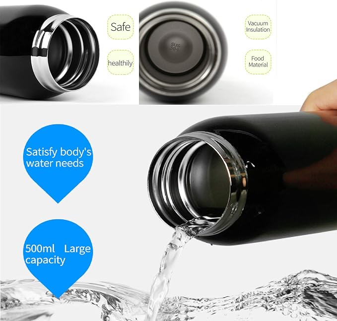 Stainless Steel Cycling Mug, Insulated Bike Water Bottle with Straw Lid & Flex Cap, BPA-Free, 18 Oz