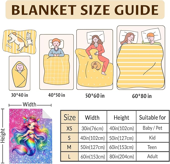 Mermaid Gifts for Kids Girls Blankets Gifts for Mermaid Lovers 6-8, 50x40 Inches Soft Cozy Warm Pink Glitter Animals Stuff Throws for Sofa Chairs Trip
