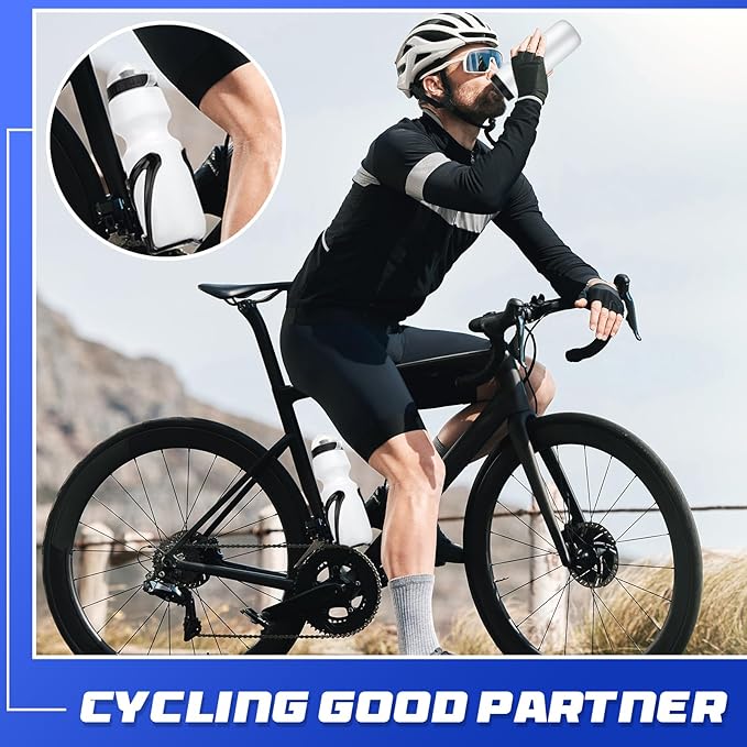 Mifoci Bike Water Bottle Cage with Bottle Bike Water Bottles and Holder 24oz Squeeze Sport Bicycle Accessories for Mountain Outdoor Cycling