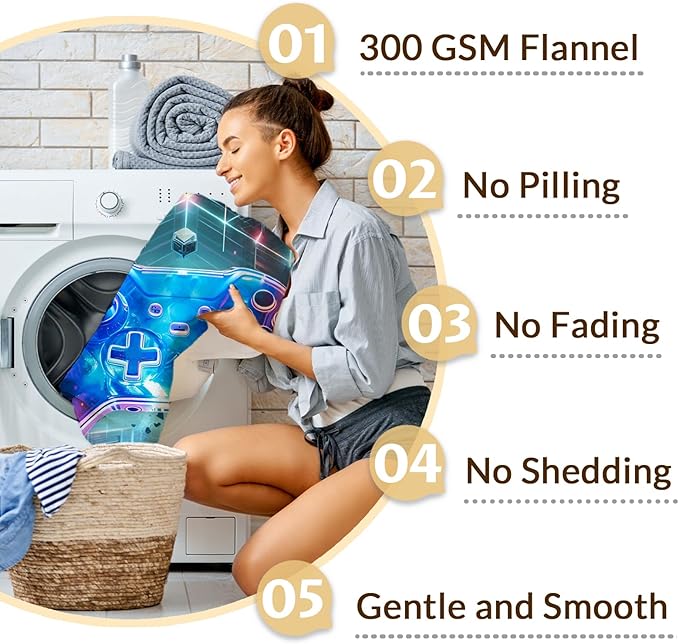 Gamer Gifts - 50x40 Inches Small Gaming Blanket for Kids, Teens - Soft Cozy Blankets for Couch, Travel, Camping - Cool Flannel Throws Gifts for Gamer Room Decor for All Seasons