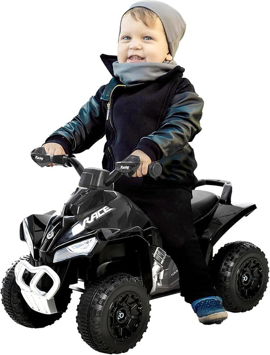 Aosom NO Power Kids Ride On Push Car, Ride Racer, Foot-to-Floor Sliding Car, Walking ATV Toy with Music, Lights, for 1.5-3 Years Old, Black