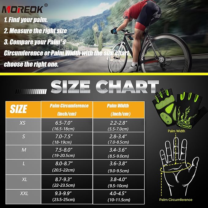 MOREOK Cycling Gloves Bike Gloves for Men/Women-[5MM Gel Pad] Half Finger Bicycle Biking Gloves for Cycling/Weight Lifting/Gym/Motorcycle/Rowing/Outdoor Sports