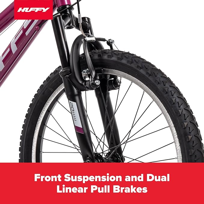 Huffy Stone Mountain Hardtail Mountain Bike for Boys/Girls/Men/Women, 20"/24"/26" Sizes, 6 or 21 Speed Shimano Twist Shifting, Front or Dual Suspension, Comfort Saddle, Sleek Colors