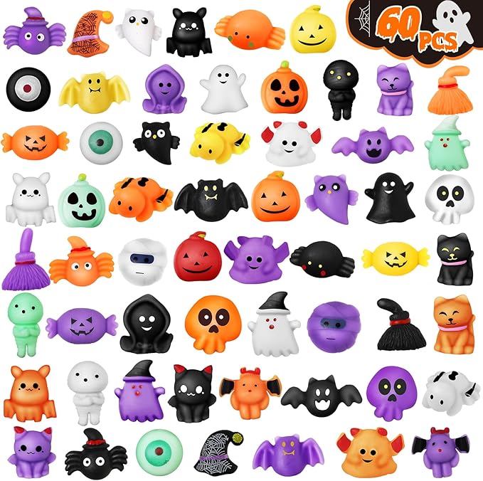 Halloween Party Favors for Kids-60Pack Halloween Squishy Toys,Mini Stress Relief Toys in Bulk,Halloweens Goodie Bag Fillers Gifts for Kids,Trick Or Treat Bags Toys Bulk,School Classroom Rewards Prizes