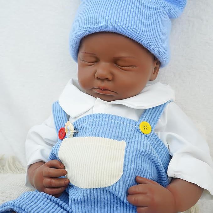 18.9 in Full Silicone Reborn Baby Dolls, 1:1 Lifelike Newborn Dolls Non Vinyl Realistic Reborn Toddler Dolls Boy Washable Sleeping Doll
