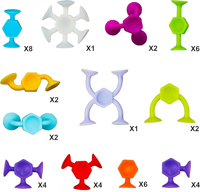 Toddler Bath Toys for Kids Ages 4-8，Suction Cup Fidget Spinner Baby, 42 pcs Suction Bathtub Toys for Toddlers 3-5, Starter Sticky Blocks for Bathtub, Sensory Toy for Kids 3 and Up