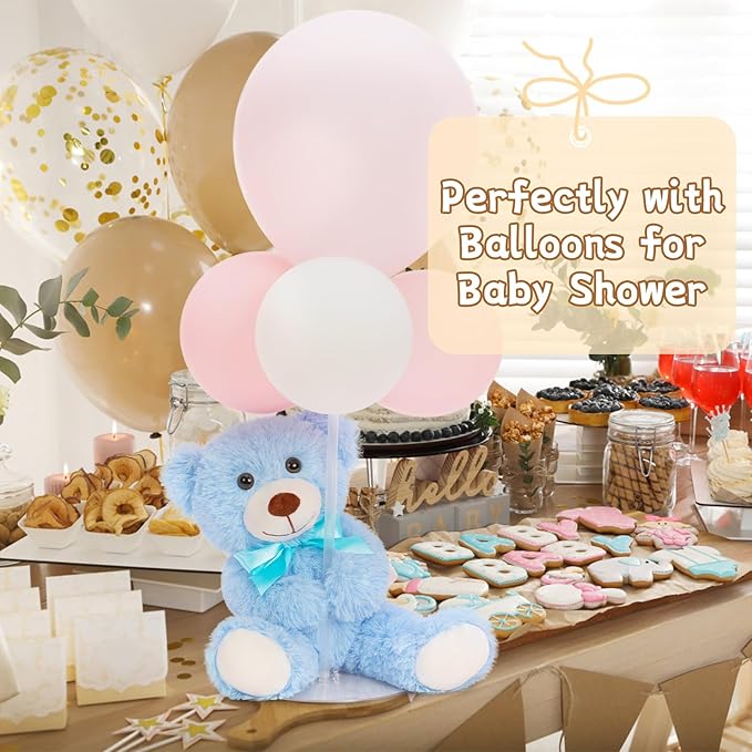 MorisMos 6Pcs Teddy Bears Bulk Baby Shower, 14inch Cute Teddy Bear Stuffed Animals Plush, Small Stuffed Bears on Centerpiece Baby Shower, Blue