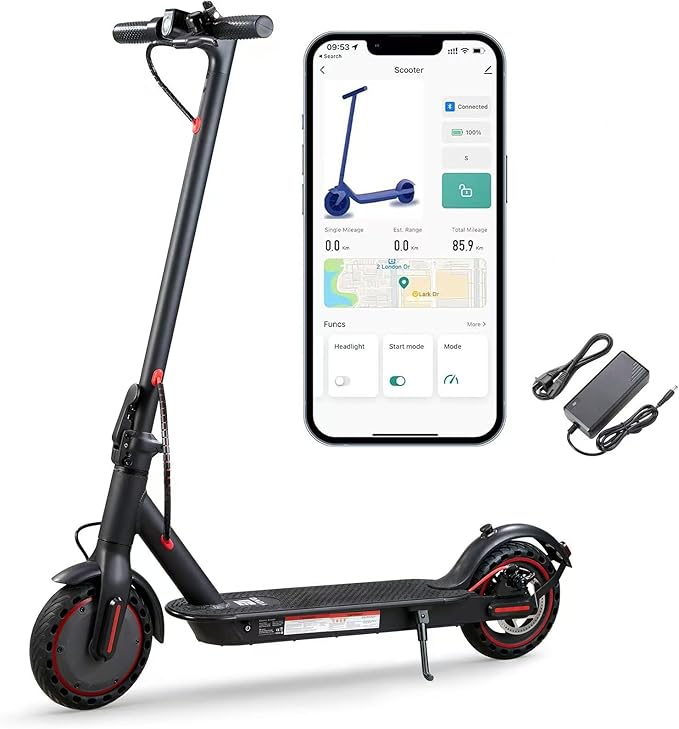 UrbanFish Electric Scooter, 350W/500W, 8.5" Tires, 21 Miles Range, 16/19 Mph, Folding E-Scooter with Dual Braking，APP Control