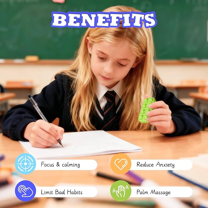 Pop It Sensory 3D Printed Fidget Toy :4 Pack Little Ouchies Pain Fidget - Sensory Toys for Autism ADHD Special Needs Classroom School - Gifts Prizes Bulk for Kids Stocking Stuffers Goodie Bags