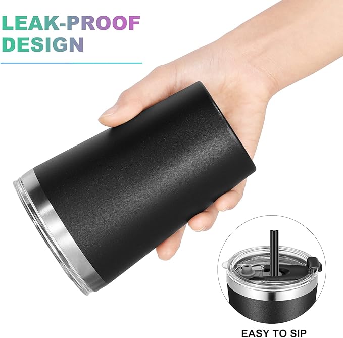 VEGOND 12oz Tumbler Stainless Steel Tumbler bulk Vacuum Insulated Double Wall Travel Tumbler with Lid and Straw Reusable Tumbler, Black 1 Pack