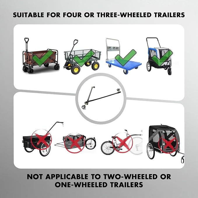 Bike Trailer Connector, Portable Folding Bicycle Trailer with Quick Release Clamps for Rear Carrier and Garden Cart