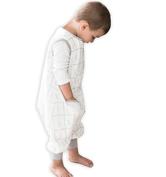 Tealbee Dreamsuit Toddler Sleep Sack with Feet – Walker Sleep Bag with Legs, Rayon made from Bamboo, All Season 1.2 TOG, 2-Way Zipper, 2T-3T - Alphabet
